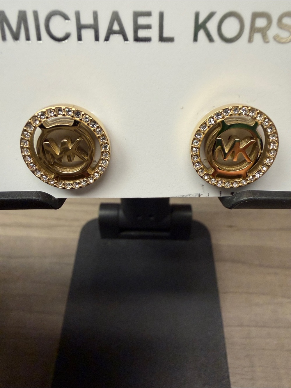 Michael Kors Gold-Tone MK Rope Edge Stud Earrings